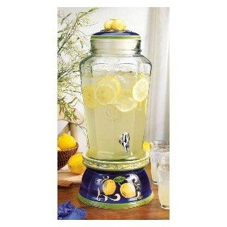 Home Essentials 1867 Tuscan Lemon Jug Beverage Dispenser With Ceramic Base Kitchen & Dining