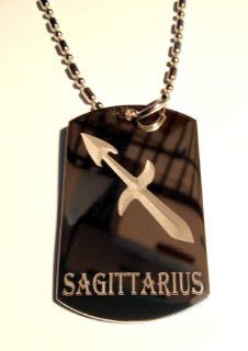 Celtic Zodiac Signs Sign Sagittarius Symbol   Military Dog Tag, Luggage Tag Key Chain Metal Chain Necklace : Pet Identification Tags : Pet Supplies