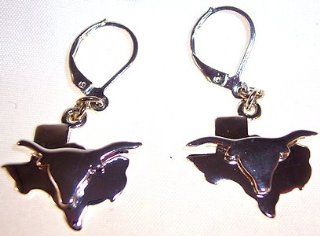 Silver Metalic Western Texas Longhorn Dangle Earrings Appx 1/2 Inch: Jewelry