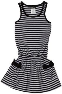 Paperdoll Girls 7 16 Sleeveless Stripe Dress With Pockets, Black/White, Small: Clothing