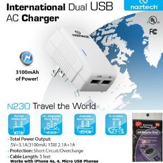 Samsung Galaxy S3, SIII International Dual USB Travel Charger AC Charging System. Rapidly charge two devices when traveling worldwide and here at home. 3 Foot Cable and Radiation Shield Included.: Cell Phones & Accessories