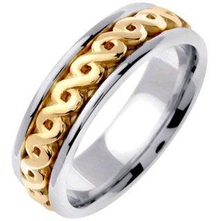 18K Two Tone Gold Women's Celtic Infinity Knot Wedding Band (7mm) Jewelry