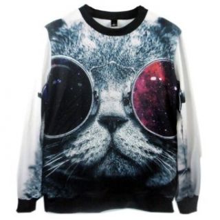 Galaxy Sweatshirts Funny Punk Cat 3D Sweaters Hoodies for Women Sweater Size L at  Womens Clothing store