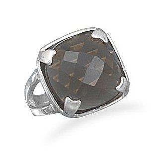 Sterling Silver Faceted Smoky Quartz Ring Jewelry