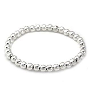 Graduated 6MM 925 Sterling Silver Bead Ball Bracelet 7.5&#34 Size 7: Jewelry