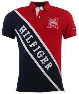 Tommy Hilfiger Mens Custom Fit Logo Polo Shirt   S   Red/Navy at  Mens Clothing store