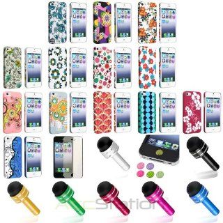XMAS SALE!!! Hot new 2014 model Flower Designed Stylish Hard Case+Cap Pen+Colorful SP+Sticker For iPhone 5 5SCHOOSE COLOR: Cell Phones & Accessories