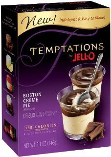 Temptations by Jell O Boston Creme Pie, 5.1 Ounce (Pack of 6) : Pudding : Grocery & Gourmet Food