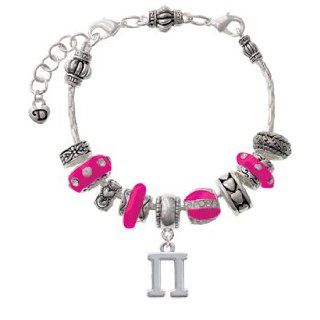 Greek Letter "Pi" Hot Pink Juliet Beaded Bracelet [Jewelry] Delight: Snake Charm Bracelets: Jewelry