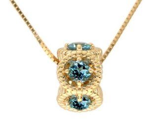 14K Yellow Gold Stackable Swiss Blue Topaz Birthstone Wheel Pendant, Chain  NOT included: diViene in house: Jewelry