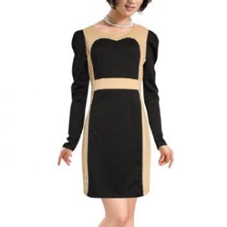Woman Autumn Long Sleeve Color Block Zip Back Above Knee Dress XS at  Womens Clothing store