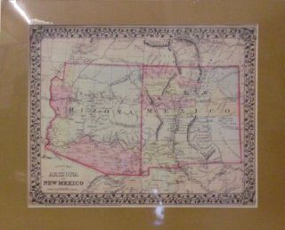 1879 County Map of Arizona and New Mexico Matted & Mounted: S. Augustus Mitchell: Books