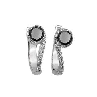 1/2 Ct Black Daimond and White Diamond Hoop Earrings in 14k Gold   Wedding/Anniversary/Birthday Gifts: Jewelry