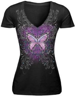 Night Butterfly Womens Short Sleeve T Shirt, Manufacturer: Lethal Threat, NIGHT BUTTERFLY TEE WXL: Automotive