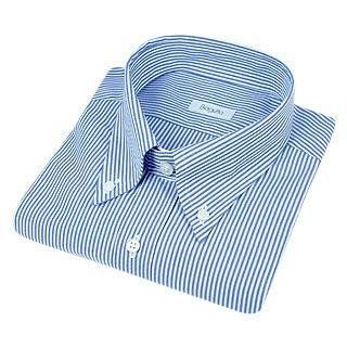 Bagutta Blue & White Striped Button Down Cotton Italian Dress Shirt 16 36 at  Mens Clothing store