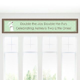 Banner   Mommy Silhouette It's Twin Babies   Personalized Baby Shower Banner: Toys & Games