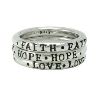 Christian Women's 0.925 Sterling Silver Abstinence Stack able Faith Hope Love Chastity Purity Ring for Girls: Jewelry