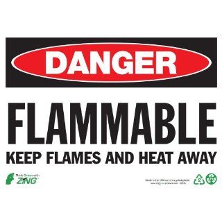 Zing Eco Safety Sign, Header "DANGER", Legend "FLAMMABLE KEEP FLAMES, HEAT AWAY", 14" Width x 10" length, Recycled Plastic, Black/Red/White (Pack of 1): Industrial Warning Signs: Industrial & Scientific