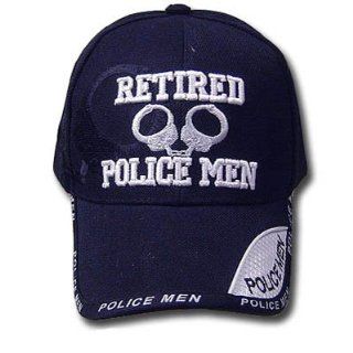 NAVY BLUE RETIRED POLICEMAN BASEBALL CAP HAT POLICE ADJ: Sports & Outdoors