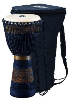 Meinl Percussion ADJ3 L+BAG African Style Rope Tuned 12 Inch Wood Djembe with Bag, Brown/Black: Musical Instruments
