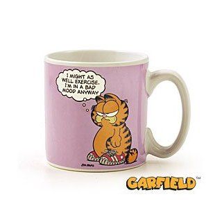 Garfield The Cat Coffee Mug/Cup Classic "I Might As Well Exercise, I'm In A Bad Mood Anyway" Great Collectible Mug: Kitchen & Dining