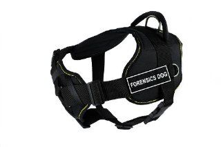 Dean & Tyler Fun Works Forensics Dog Harness with Padded Chest Piece, X Large, Fits Girth Size: 34 Inch to 47 Inch, Black with Yellow Trim : Pet Harnesses : Pet Supplies