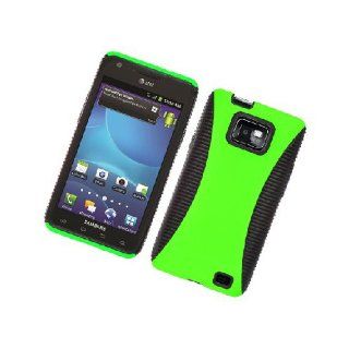 Samsung Galaxy S2 S II AT&T i777 Attain i9100 Black Green Hard Soft Gel Dual Layer Cover Case: Cell Phones & Accessories