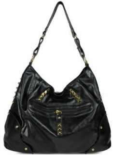 Womens Designer Handbags   Ladies Black Studded Fashion Handbag: Shoes