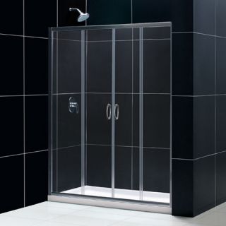 Dreamline DL6963C01CL Frameless Shower Door, 36 by 60 Visions Sliding amp; SlimLine Single Threshold Base Center Drain