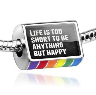 Neonblond Bead Rainbow Life is too short to be anything but happy   Fits Pandora charm Bracelet: NEONBLOND Jewelry & Accessories: Jewelry