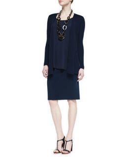 Eileen Fisher Silk Cotton Interlock Jacket, Silk Jersey Tunic & Straight Skirt