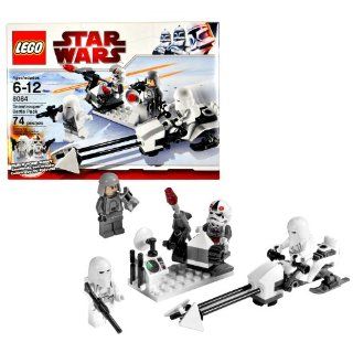 Lego Year 2010 Star Wars Movie Series "The Empire Strikes Back" Set # 8084   SNOWTROOPER Battle Pack with Battle Station, Imperial Speeder Bike, 2 Snowtroopers, 1 Imperial Officer and 1 AT AT Driver with New Helmet Minifigures (Total Pieces: 74):