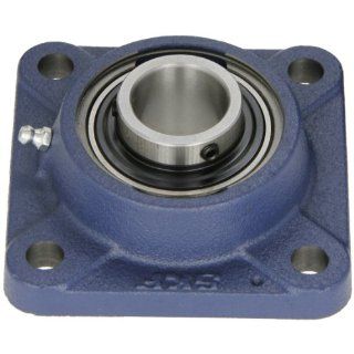 SKF FY TF Series Ball Bearing Flange Unit, 4 Bolt Holes, Setscrew Lock, Regreasable, Contact and Flinger Seals, Cast Iron, Metric: Flange Block Bearings: Industrial & Scientific