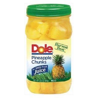 Dole Harvest Best Fruit in 100% Fruit Juice 23.5oz Jar (Pack of 4) Choose Flavor Below (Pineapple Chunks) : Grocery & Gourmet Food