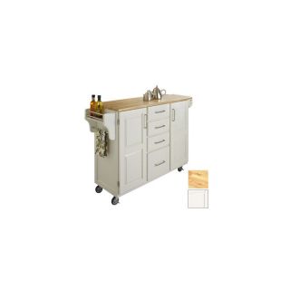 Home Styles 52.5 in L x 18 in W x 35.75 in H White Kitchen Island with Casters