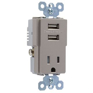 Pass & Seymour/Legrand 15 Amp TradeMaster Nickel Decorator Triple Electrical Outlet