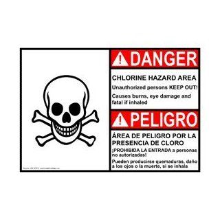 ANSI DANGER Chlorine Hazard Area Bilingual Sign ADB 1675 R Chemical : Business And Store Signs : Office Products