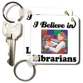 Dooni Designs I Believe In Designs   I Believe In Librarians   Key Chains   set of 2 Key Chains: Clothing