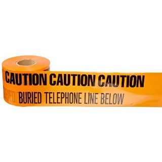 Brady 91297 1000' Length, 6" Width, B 720 Heavy Duty Polyethylene, Black On Orange Color Identoline Underground Warning Tape, Legend "Caution: Buried Telephone Line Below": Industrial Warning Signs: Industrial & Scientific