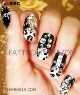 Fashion Japanese 3D Nail Art "BLACK SKULL" 10 full handmade 3D nails Sold By FATTYCAT (Please check the size and information below) : Beauty Products : Beauty