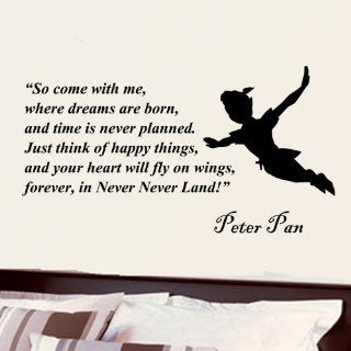 Peter Pan so Come with Me Where Dreams Are Born Wall Quote Vinyl Wall Art Decal Sticker   Other Products  