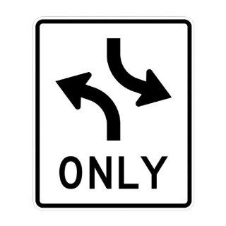 Tapco R3 9A High Intensity Prismatic Rectangular Lane Control Sign, Legend "Left Turn Both Ways (Symbol) ONLY", 30" Width x 36" Height, Aluminum, Black on White: Industrial Warning Signs: Industrial & Scientific