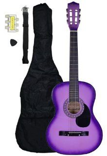38 Inch Beginner Acoustic Guitar Starter Pack with Gig Bag, Strap, Pitch Pipe, and Pick   Black Dreadnought: Musical Instruments