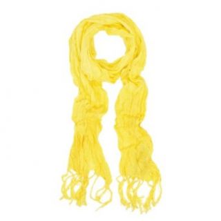 Elegant Solid Color Slightly Ruffled Scarf with Fringe   Different Colors Available, Yellow Fashion Scarves