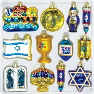 Decoration Set/Decorations for Hannukah Tree [Exclusive for Saint Petersburg Trade House. Size of ornaments: 2.5 3 in. (5 8 cm). Material: Hand crafted glass and paint. Set includes 12 pieces] [Beautifully shaped from hand crafted glass, these fantastic de