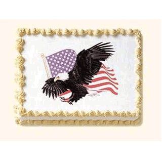 Eagle Cakes   1 Eagle & USA American Flag Do It Yourself Edible Cake Art  Dessert Toppings  Grocery & Gourmet Food