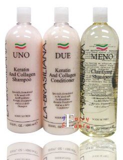 La Brasiliana UNO Shampoo DUE Conditioner MENO Clarifying 1000ml : Shampoo And Conditioner Sets : Beauty