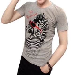 Man Stylish Round Neck Zebra Prints Fashional Shirt at  Mens Clothing store Button Down Shirts