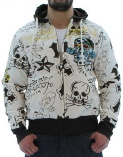 Ed Hardy Christian Audigier Platinum Skull Men's Hoodie Sz 2XL at  Mens Clothing store
