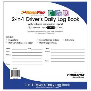 RoadPro RP 21LB 2 In 1 Driver's Daily Log Book with 31 Duplicate Sets (Carbon): Automotive